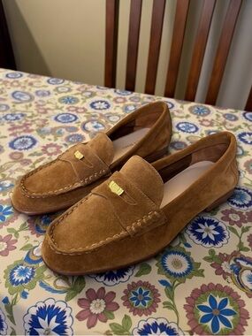 Veronica Beard Penny Suede Loafers Hazelwood Brown Leather Flats